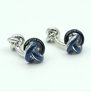 Double-sided Knot Cufflinks with Ball Design, High Quality Copper Material, Blue